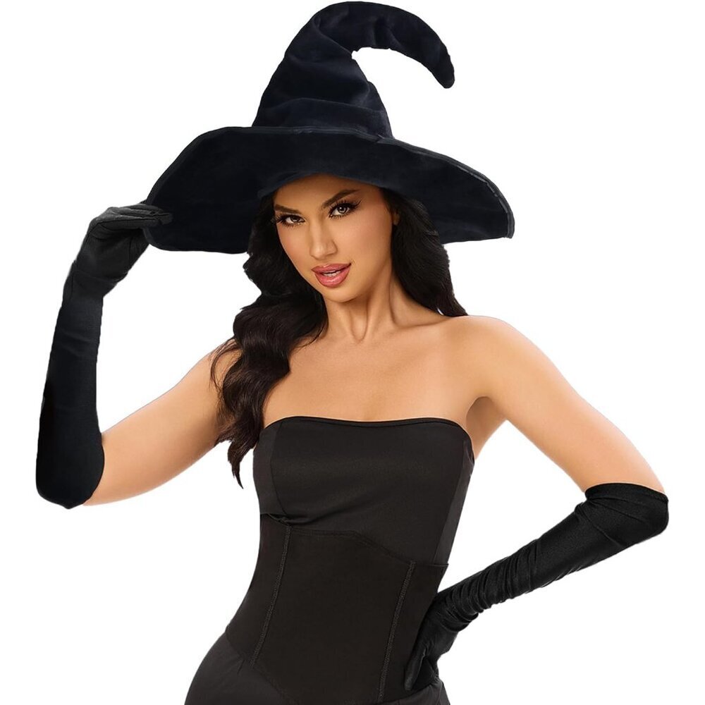 Witch Wizard Hat Faux Leather One-Size Cosplay Halloween Accessory
